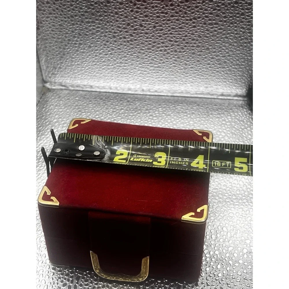 Red‎ velvet Travel Jewelry Box W/ A Fashion Ring Sz 7.5 & 2 Pairs Vtg Earrings